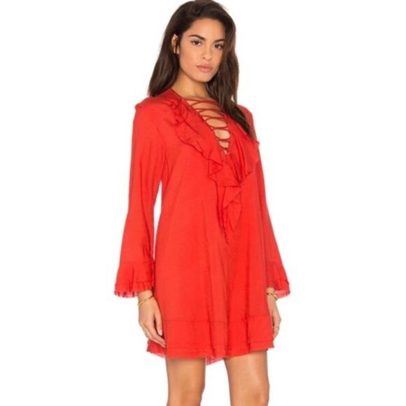 IRO Florine Front Tie Raw Hem Top Boho Feminine Party Event Ruffle Modern - Picture 1 of 15